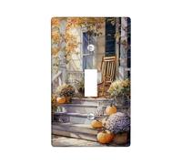 Plaque de couverture d'interrupteur en forme de chat d'automne, décoration d'automne beige crème, accents de maison confortables, plaques murales thermoplastiques, bascule simple de taille standard