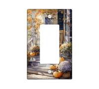 Plaque de couverture d'interrupteur en forme de chat d'automne, décoration d'automne beige crème, accents de maison confortables, plaques murales en thermoplastique, taille standard simple à bascule