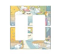 Plaque de couverture d'interrupteur fantaisie en forme de cheval magique, licornes arc-en-ciel pastel pour décoration de chambre d'enfant, plaque murale thermoplastique, taille standard double bascule