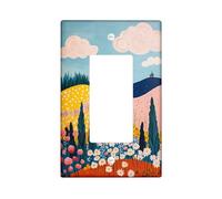Plaque de couverture d'interrupteur fantaisie, motif campagne colorée pour décoration printanière, plaques murales en thermoplastique, taille standard à bascule simple