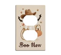 Plaque de couverture d'interrupteur fantôme d'Halloween, motif cowboy beige rustique pour décoration d'automne, plaques murales thermoplastiques, prise duplex simple de taille standard