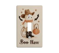 Plaque de couverture d'interrupteur fantôme d'Halloween, motif cowboy rustique beige pour décoration d'automne, plaques murales en thermoplastique, taille standard à bascule simple
