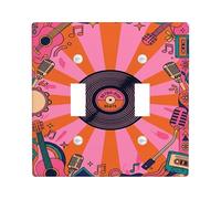 Plaque de couverture d'interrupteur mural pour double interrupteur, style rétro, bohème, disque vinyle, couleur pêche, plastique, taille standard, pour la maison, le salon, nouvel appartement