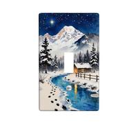 Plaque de couverture d'interrupteur paysage d'hiver, scène de montagne bleue pour décoration d'intérieur, plaques murales thermoplastiques, taille standard à bascule simple