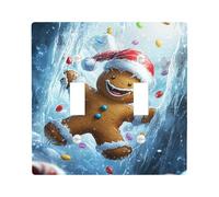 Plaque de couverture d'interrupteur pour homme en pain d'épice, rouge festif et marron pour Noël, décoration murale pour la maison, cuisine, taille standard, double levier