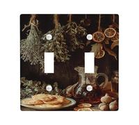 Plaque de couverture d'interrupteur rustique à base de plantes, motif botanique marron chaud pour décoration d'intérieur, plaques murales en thermoplastique, taille standard double à bascule
