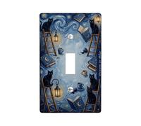 Plaque de couverture d'interrupteur simple en forme de chat - En plastique bleu nuit - Taille standard - Pour salon, chambre à coucher, maison ou bureau - Simple