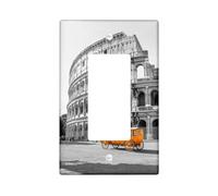Plaque de couverture d'interrupteur vintage Colisée romain, accents de voiture orange pour décoration murale, plaques murales thermoplastiques, taille standard simple à bascule