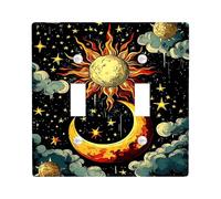 Plaque de couverture pour interrupteur céleste, ciel nocturne avec motif soleil et lune, décoration cosmique fantaisie pour la maison, plaques murales en thermoplastique de taille standard, double