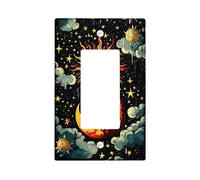 Plaque de couverture pour interrupteur céleste, ciel nocturne avec motif soleil et lune, décoration cosmique fantaisie pour la maison, plaques murales en thermoplastique de taille standard à bascule