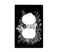 Plaque de couverture pour interrupteur de lecture squelette, motif floral noir pour décoration d'Halloween, plaques murales thermoplastiques, prise duplex simple de taille standard