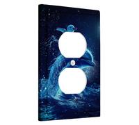 Plaque de couverture pour interrupteur de lumière de dauphin océanique, vie marine bleue décorative pour murs, taille standard thermoplastique, thème nautique amusant, accessoire de chambre adapté aux
