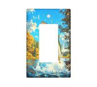 Plaque de couverture pour interrupteur de lumière de pêche au bar en plein air, motif ciel et rivière, plaque murale thermoplastique, bascule simple de taille standard