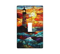 Plaque de couverture pour interrupteur de phare côtier, décoration colorée océan coucher de soleil pour accents muraux, plaques thermoplastiques de taille standard à bascule simple