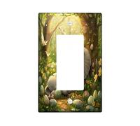 Plaque de couverture pour interrupteur décoratif de printemps de Pâques éléphant faune sauvage 1 gang à bascule unique, œufs d'animaux sauvages de la forêt, plaque de commutation électrique pour