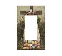 Plaque de couverture pour interrupteur décoratif pour printemps, Pâques, zèbre, faune, 1 interrupteur à bascule unique, croix d'animal vintage, œufs, plaque électrique pour chambre, vacances