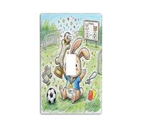 Plaque de couverture pour interrupteur mural en forme de lapin - Trophée sportif et ludique - Ballon de football - En plastique vert - Taille standard - Pour salon, chambre à coucher, maison et bureau
