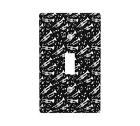 Plaque de couverture pour interrupteur simple en forme de trompette, notes de musique contemporaine, fond noir N/A en plastique noir, taille standard pour nouvel appartement, décoration de bureau