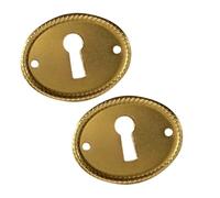 Plaque de couverture trou serrure en laiton Antique, insertion ovale, écussons protection for clés meubles 4 pièces pour Serrures de Porte(Gold)