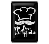 Plaque de cuisine décorative « Bon Appétit » avec toque de chef - Décoration murale élégante pour les gourmets et les cuisiniers amateurs - Excellent cadeau - 30 cm x 40 cm