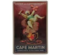 Plaque de cuisine en tôle gaufrée Cafe Martin Paris 30 x 20 cm Conditorei Confiserie - Café expresso Tasse murale