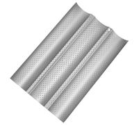 Plaque de cuisson, 37 x 24 cm, passe au four, au lave-vaisselle, antiadhésive, moule à pain perforé à 3 cavités, acier au carbone robuste, pour levain S et pain français