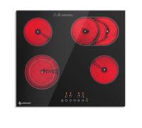 Plaque de Cuisson 4 Foyers AMZCHEF Plaque Vitrocéramique 7200W Largeur 60 cm Encastrable Noir