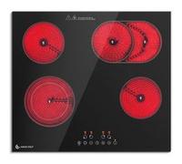 Plaque de Cuisson 4 Foyers Plaque Vitrocéramique 7200W Largeur 60 cm Encastrable Noir