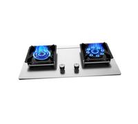 Plaque de cuisson à gaz 2 brûleurs, encastrable ou à poser, avec protection contre l'extinction de la flamme, idéale for le camping, la maison et le jardin.(LPG)