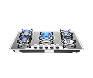 Plaque de Cuisson à gaz, 30", en Acier Inoxydable, Panneau en Verre Intégré, 5 Brûleurs, Cuisinière à Gaz Générale, Cuisinière à Gaz Allumage Automatique par Impulsion de la Batterie