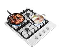 Plaque de cuisson à gaz 4 feux, acier inoxydable, gaz naturel/butane, support pour casseroles en fonte, électrique, poêle encastré, argenté, 550 x 470 mm