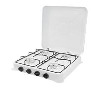 Plaque de cuisson à gaz 4 feux avec 2,5 kW/h par brûleur, réchaud à gaz de camping 51 x 51 x 10,5 cm, réchaud à gaz portable en fer avec support de casserole, tuyau de gaz