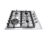 Plaque de cuisson à gaz, 4 feux, brûleurs intégrés, design par infusion, surface en acier inoxydable, montage au gaz, fixation multi-angle, peut être utilisée pour les maisons, les hôtels, les