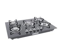 Plaque de cuisson à gaz 5 brûleurs, 77 x 51 cm autosuffisante plaque encastrée, verre trempé à 5 points de lumière pour gaz naturel/propane