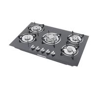 Plaque de cuisson à gaz, 5 feux, en verre, encastrable, avec dispositif de protection contre la flamme, gaz naturel, 5 puissances différentes, plaque de cuisson à gaz