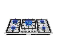 Plaque de cuisson à gaz 5 feux, encastrable, 10500 W, en acier inoxydable, avec système d'échec de flamme, pour gaz naturel/GPL, allumage automatique et sécurité enfant, cuisinière à gaz autonome