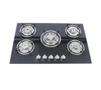Plaque de cuisson à gaz, 5 flammes, pour propane/gaz naturel, 5 feux, encastrable, pour camping, camping-car, cuisine, vitrocéramique, double entrée d'air de 20 mm, allumage par batterie