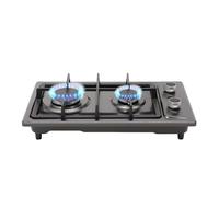 Plaque de cuisson à gaz à 2 feux, en acier inoxydable, avec valve de réduction de pression et tuyau de gaz de 1,5 m, NG/LPG, encastrable ou autonome, 51 x 31 x 10 cm