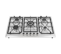Plaque de cuisson à gaz à 5 feux, 86 x 51 x 12 cm, encastrable, avec protection automatique contre les flammes, pour la maison et le camping-car, en acier inoxydable GPL (20Y)/cuisinière à gaz naturel