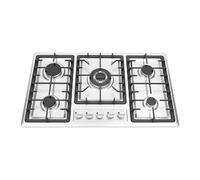 Plaque de cuisson à gaz à 5 flammes, encastrable, en acier inoxydable, avec dispositif de protection automatique contre les pannes de flamme, 4 niveaux de puissance avec pression nominale de 2000 Pa