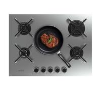 Cecotec Plaque de Cuisson à Gaz Bolero Squad G 5400S Inox avec 5 Foyers, 10,4 Kw, Grilles en Fonte, Foyer à Triple Anneau, Allumage Électronique, Système de Sécurité des Valves, Conversion au Gaz