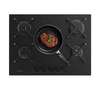 Cecotec Plaque de Cuisson à Gaz Bolero Squad G 5400S Nano Glass avec 5 Foyers, 10,4Kw, Grilles en Fonte, Foyer à Triple Anneau, Allumage Électronique, Système de Sécurité des Valves, Conversion au Gaz