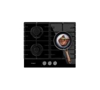 Cecotec Plaque à gaz Bolero Squad G 3200F Glass Black. Plaque à gaz avec 3 feux, finition verre noir, grilles en fonte, 6250W, brûleur WOK triple couronne, sécurité intégrée.