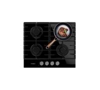 Cecotec Plaque à gaz Bolero Squad G 4200F Glass Black. Plaque à gaz avec 4 feux, finition verre noir, puissance 8000W, grilles complètes, brûleur WOK triple couronne et sécurité des vannes.