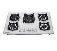 Plaque de cuisson à gaz DTW5701 de 76,2 cm en verre trempé blanc, 5 brûleurs à gaz GPL/NG convertible pour cuisinière à gaz thermocouple Protection thermocouple