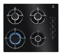Plaque de cuisson à gaz - Electrolux - EGG6407K - Verre trempé - Allumeur intégré - Grilles en fonte