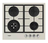Plaque de cuisson à gaz en verre trempé - Whirlpool - 4 brûleurs - 1 anneau à double flamme - Commande mécanique