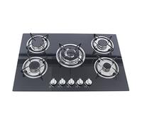 Plaque de cuisson à gaz encastrable, 5 feux, en verre, plaque de cuisson, gaz naturel, gaz propane, allumage par batterie, arrêt automatique, 770 x 510 mm