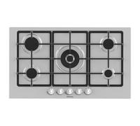 Hisense GM973XF Plateau de cuisson à gaz, 5 zones de cuisson, largeur 90 cm, grilles en fonte, allumage intégré, inox anti-empreintes digitales, brûleur Wok