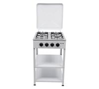 Plaque de cuisson à gaz naturel autoportante avec double étagères, 4 flammes, réchaud à gaz de camping avec couvercle, four de camping portable pour camping, extérieur, camping-car (blanc)